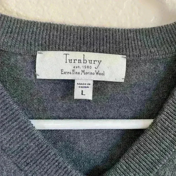 Turnbury Extra Fine Merino Wool Gray Vest Men Size Large - Picture 3 of 3